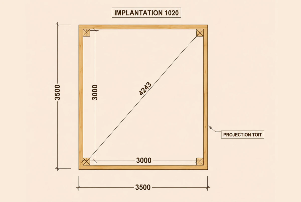 Pergola bois traditionnelle ATLAS 3,50 × 3,50 m - Douglas