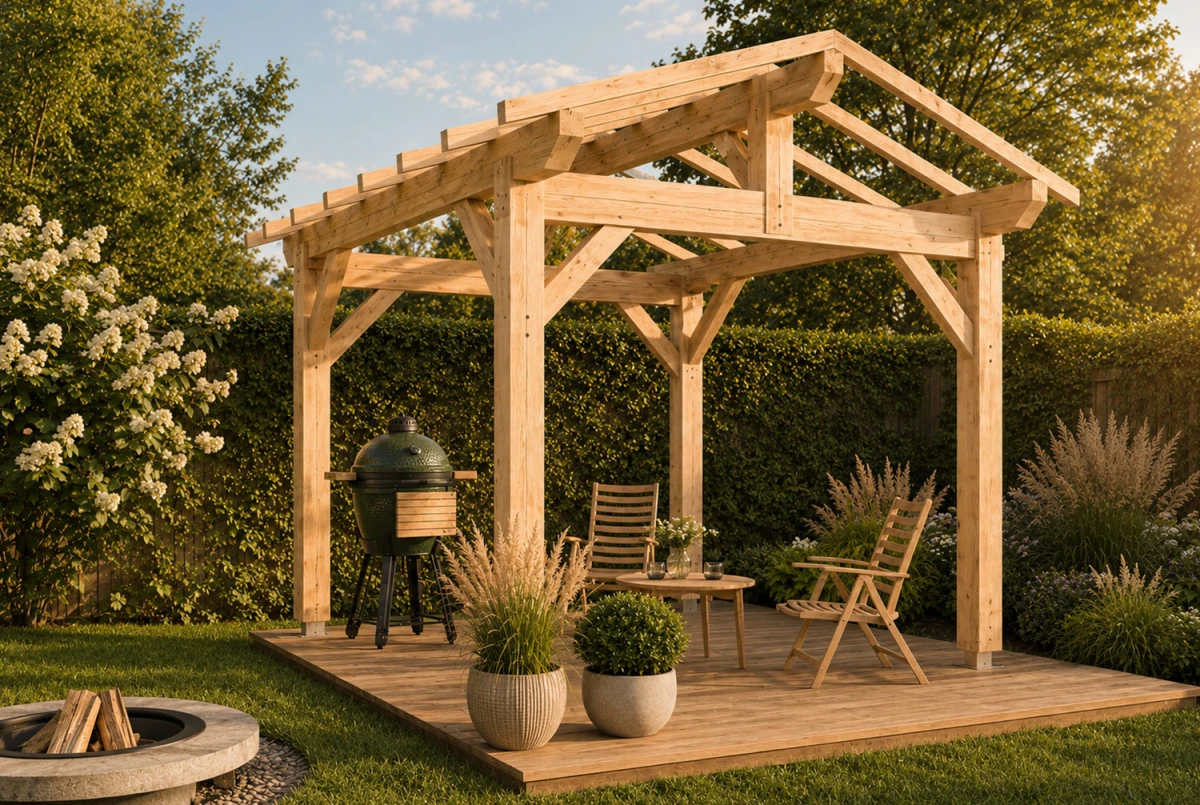 Pergola bois traditionnelle ATLAS 3,50 × 3,50 m - Épicéa classe 2