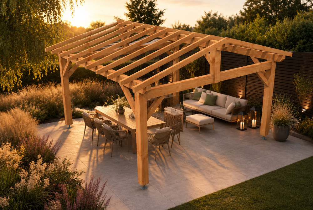 Pergola bois traditionnelle ÉQUATEUR 4,50 × 4,50 m - Épicéa classe 2
