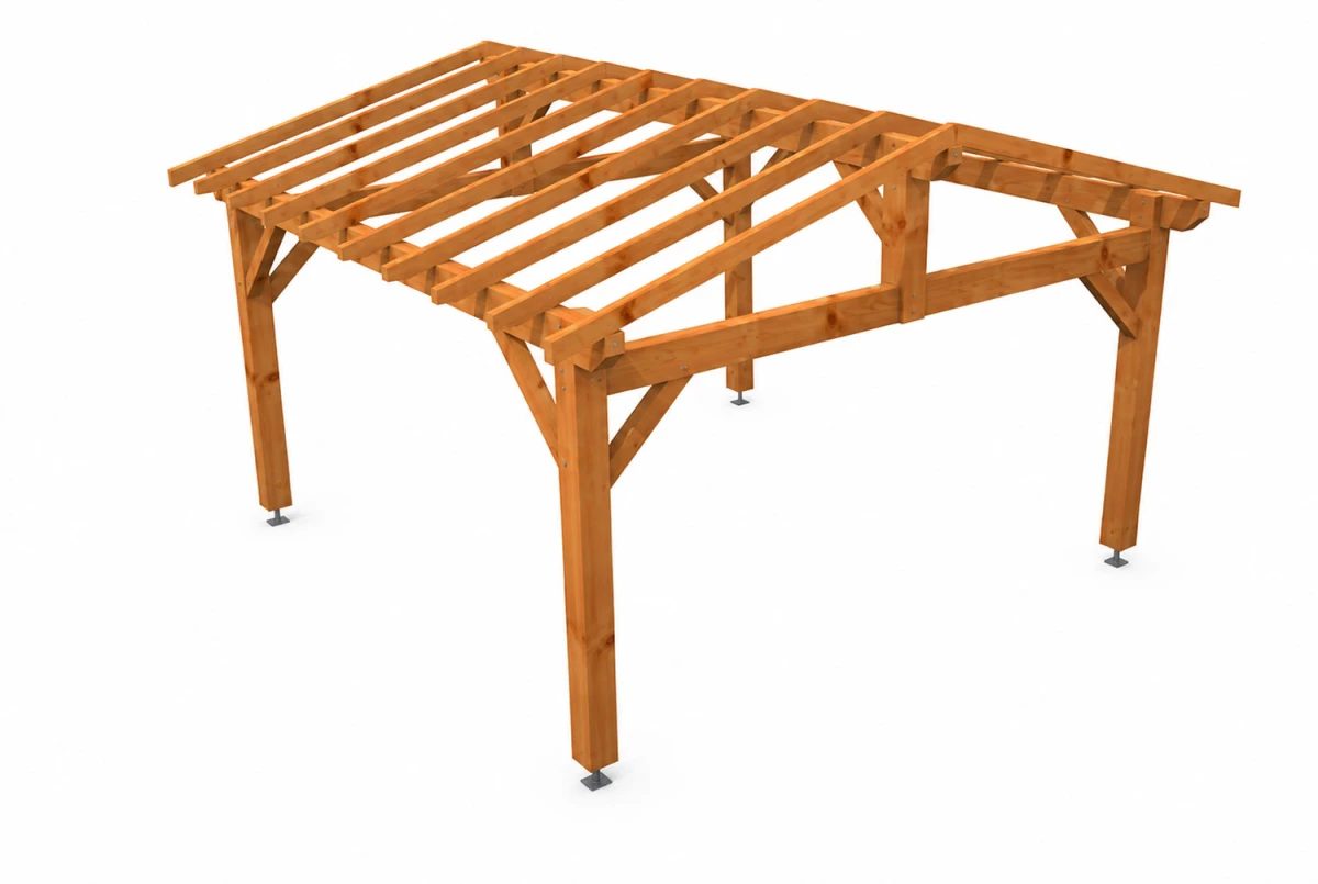 Pergola bois traditionnelle ÉQUATEUR 4,50 × 4,50 m - Épicéa classe 2