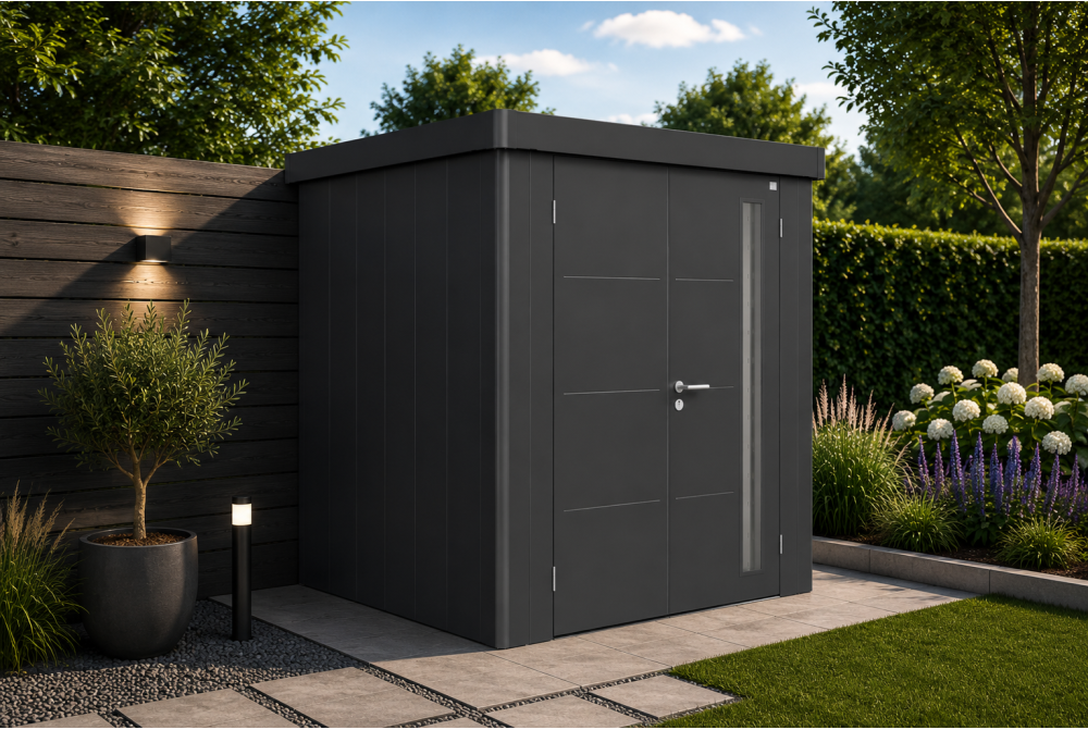 Abri de jardin métal Biohort Neo 2B porte standard 236x236 cm