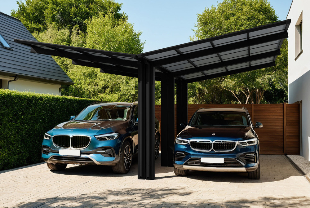 Carport XIMAX LINÉA Montage Y T110 Rall. – 5,56m×5,48m – 137kg/m²