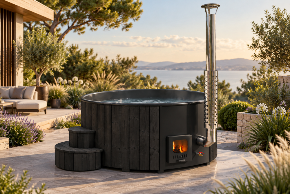 Bain nordique HOT Delux Tub 200 Black Edition bois Thermowood
