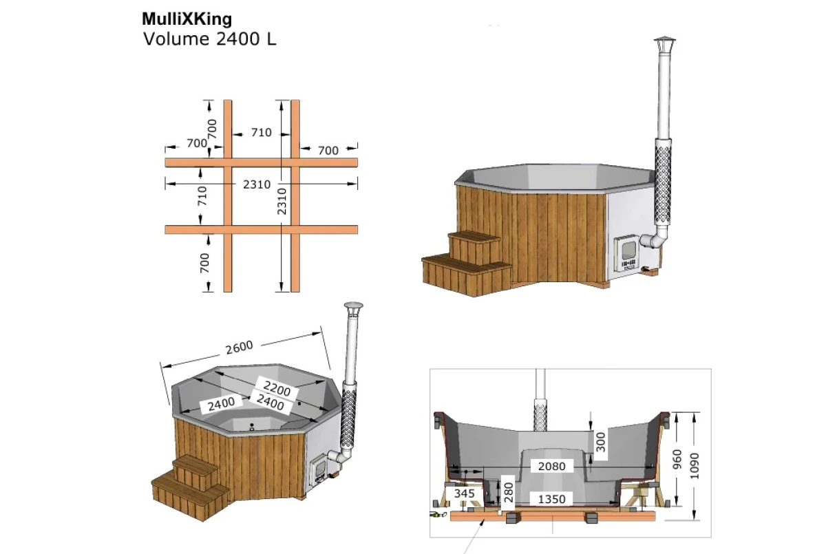 Bain nordique HOT Delux Tub XL Mulliking 240 bois Thermowood