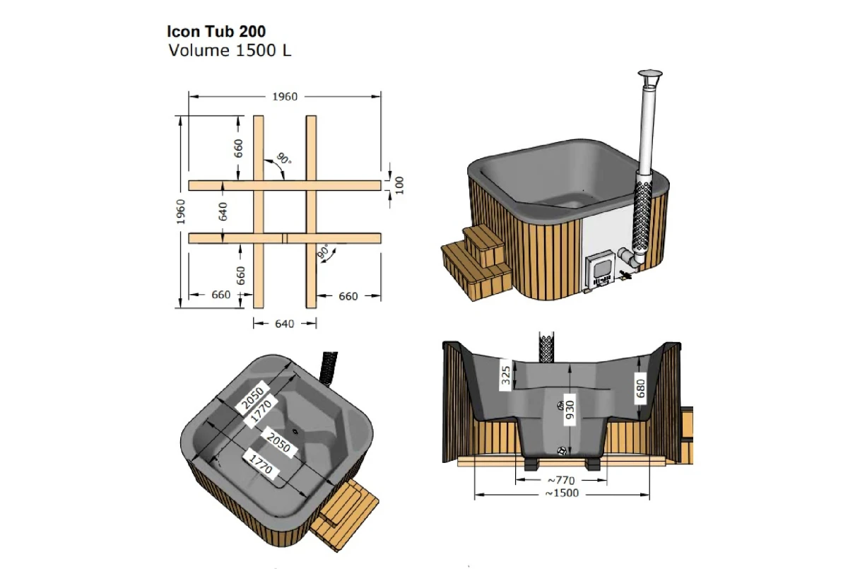 Bain nordique HOT Icon Tub 200 bois Thermowood