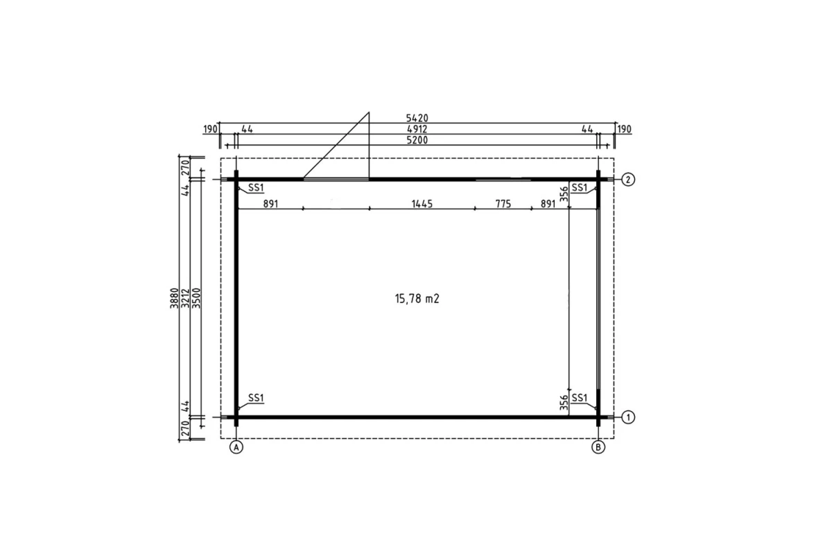 Garage bois autoclave AURON - Toit double pente - 1 voiture - 15,78 m² - Madriers 44 mm