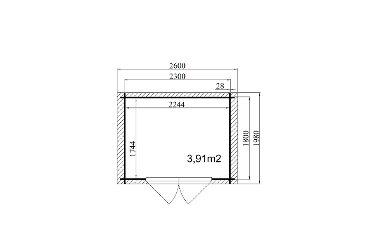 Abri de jardin bois brut Toit double pente INITIAL 3 - 3,91 m² - Madriers 28 mm