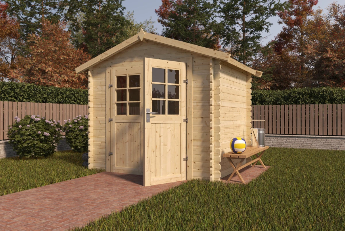 Abri de jardin bois brut Toit double pente INITIAL 5 - 5,04 m² - Madriers 28 mm