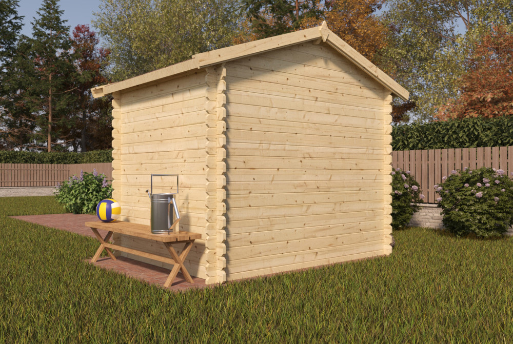 Abri de jardin bois brut Toit double pente INITIAL 5 - 5,04 m² - Madriers 28 mm