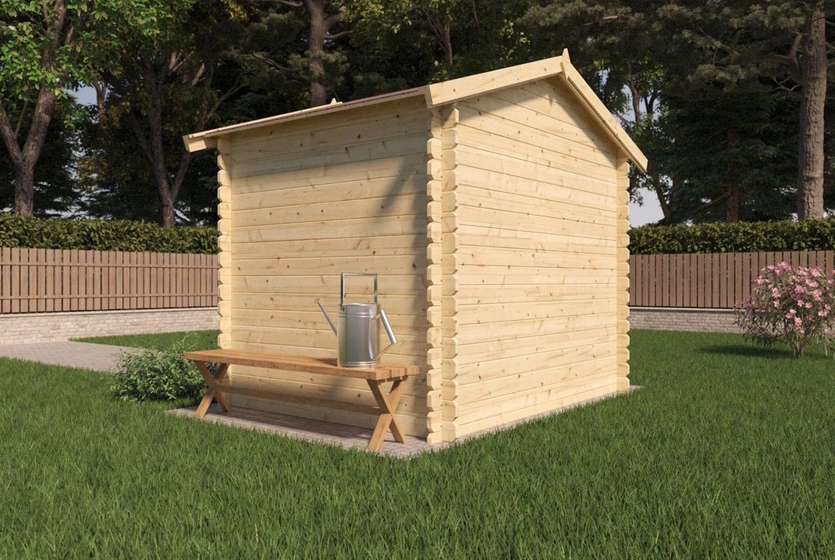 Abri de jardin bois brut Toit double pente INITIAL 6 - 6,16 m² - Madriers 28 mm