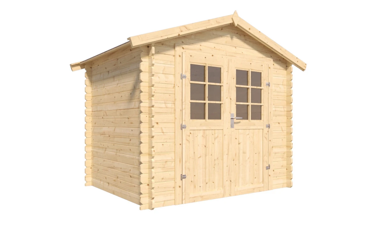 Abri de jardin bois brut Toit double pente INITIAL 7 - 7,53 m² - Madriers 28 mm