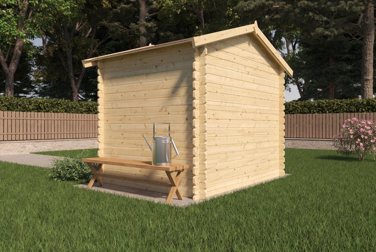 Abri de jardin bois brut Toit double pente INITIAL 7 - 7,53 m² - Madriers 28 mm