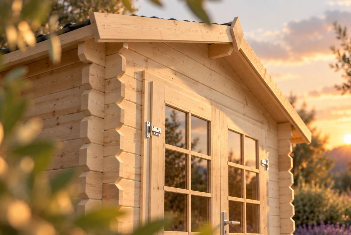 Abri de jardin bois brut Toit double pente INITIAL 7 - 7,53 m² - Madriers 28 mm