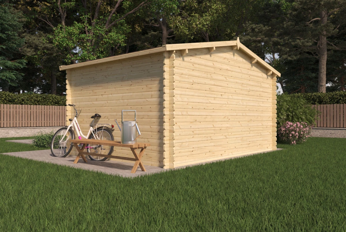 Abri de jardin bois brut Toit double pente INITIAL 10 - 10,27 m² - Madriers 28 mm