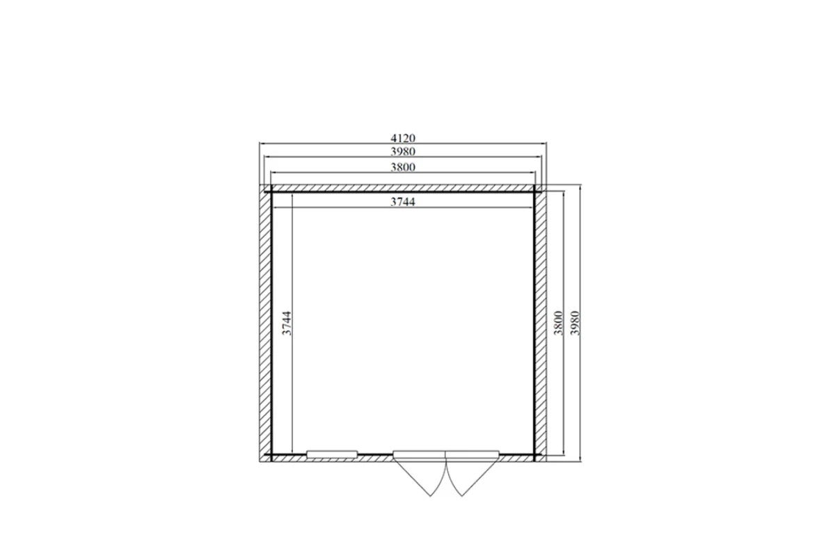 Abri de jardin bois brut Toit double pente INITIAL 14 - 14,01 m² - Madriers 28 mm