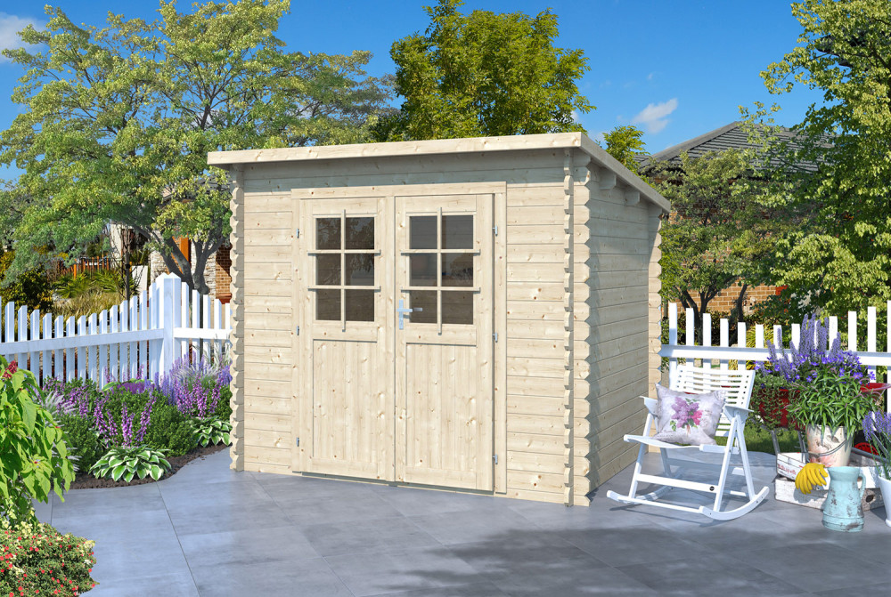 Abri de jardin bois brut Toit monopente ESSENTIEL 3 - 3,91 m² - Madriers 28 mm