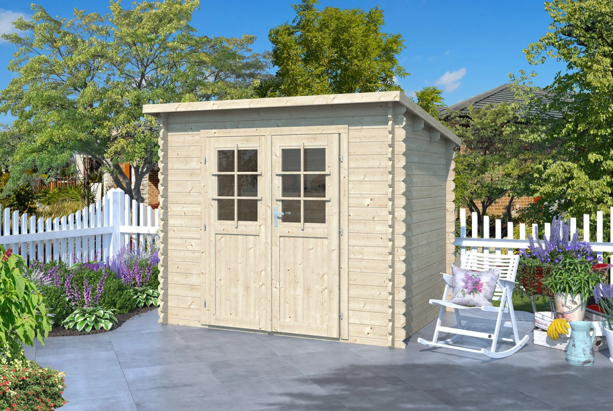 Abri de jardin bois brut Toit monopente ESSENTIEL 3 - 3,91 m² - Madriers 28 mm