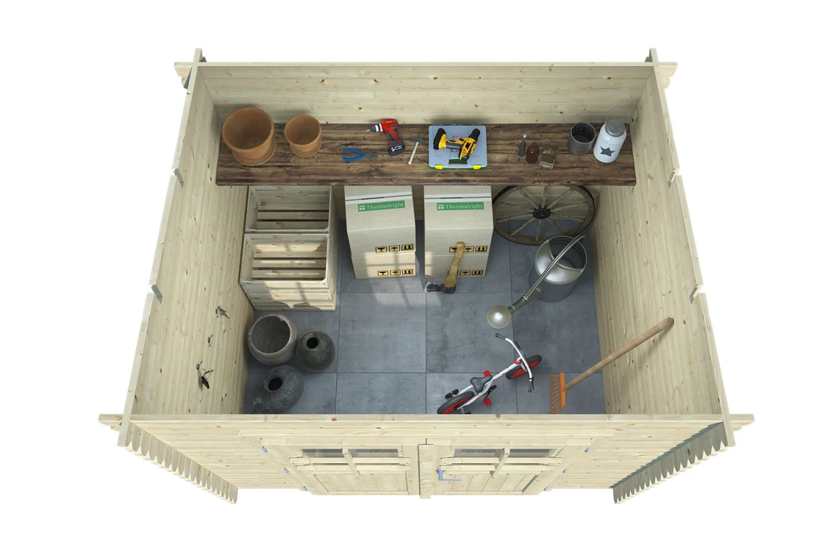 Abri de jardin bois brut Toit monopente ESSENTIEL 3 - 3,91 m² - Madriers 28 mm