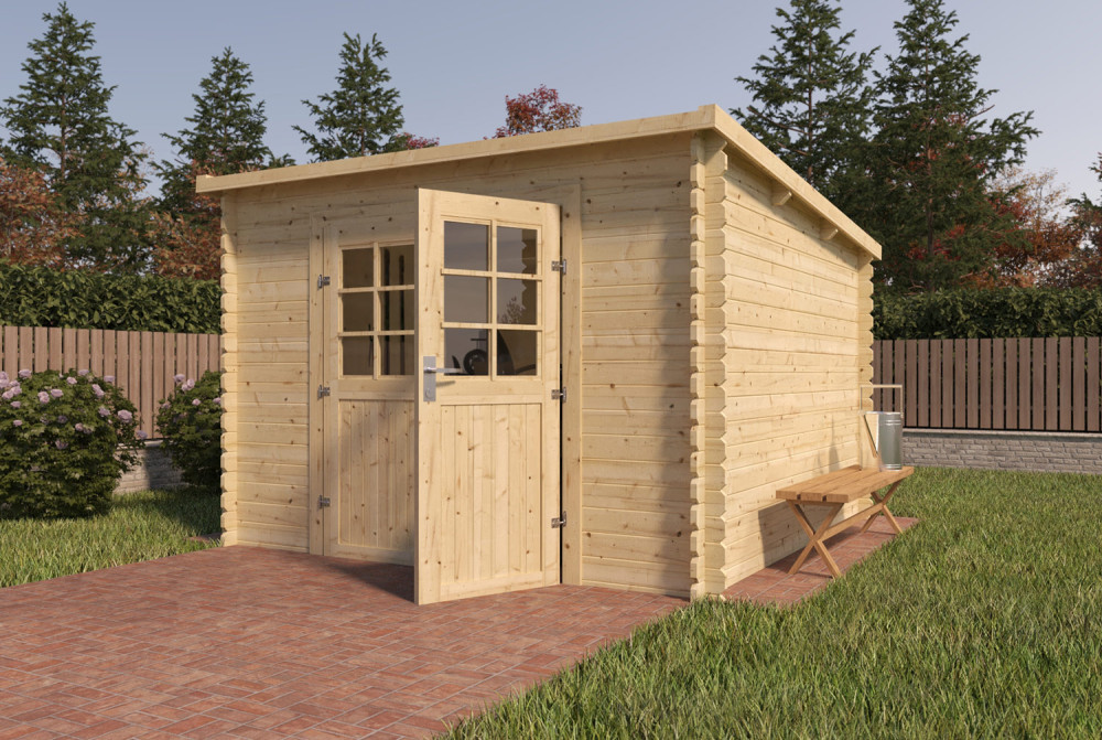Abri de jardin bois brut Toit monopente ESSENTIEL 6 - 6,16 m² - Madriers 28 mm