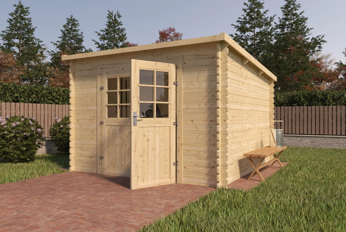 Abri de jardin bois brut Toit monopente ESSENTIEL 6 - 6,16 m² - Madriers 28 mm