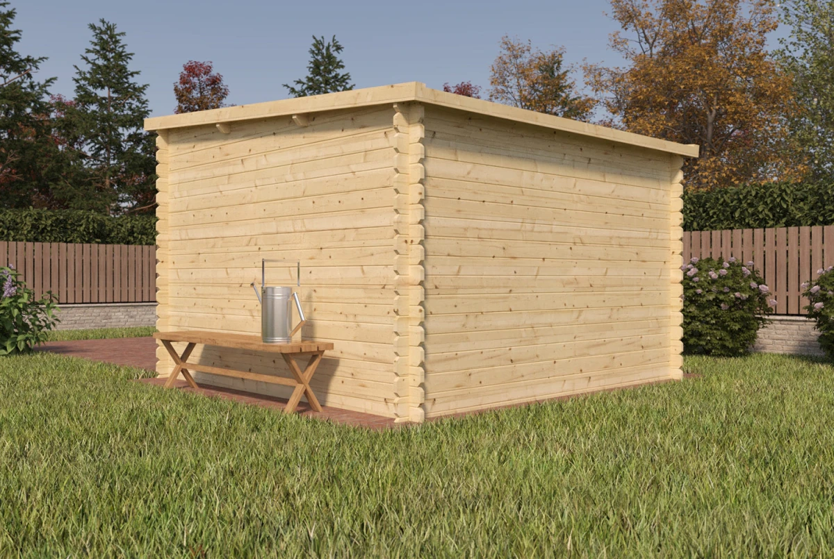 Abri de jardin bois brut Toit monopente ESSENTIEL 7 - 7,53 m² - Madriers 28 mm
