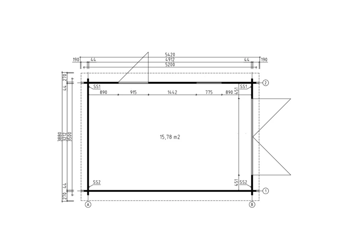 Garage bois autoclave CAUROS - Toit monopente - 1 voiture - 15,78 m² - Madriers 44 mm