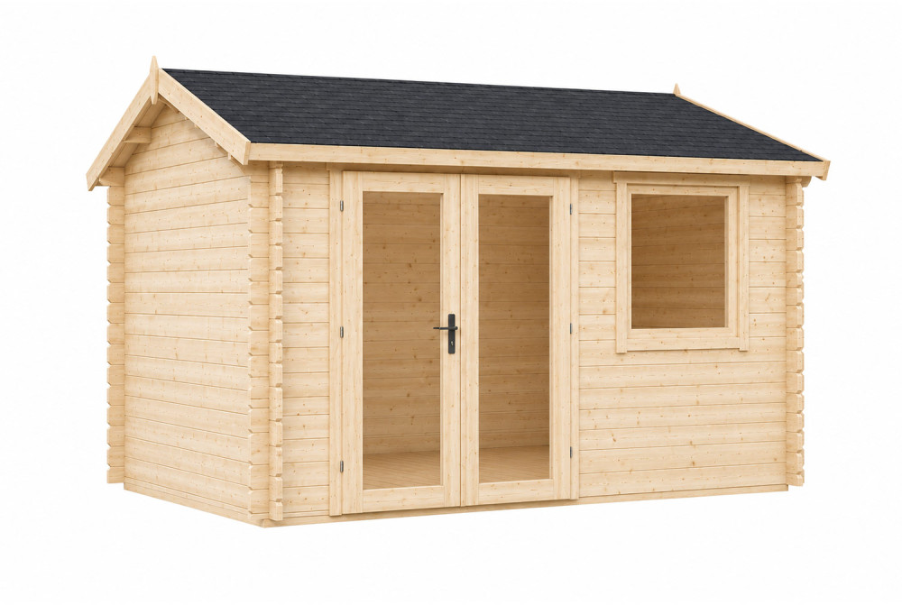 Abri de jardin bois bois brut CÉLESTE 11 - Toit double pente - 11,10 m² - Madriers 44 mm