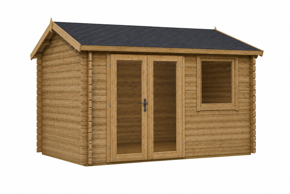 Abri de jardin bois autoclave CÉLESTE 11 - Toit double pente - 11,10 m² - Madriers 44 mm