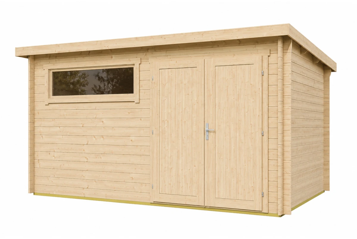 Abri de jardin bois brut ALIZÉ E - Toit plat - 9,87 m² - Madriers 28 mm
