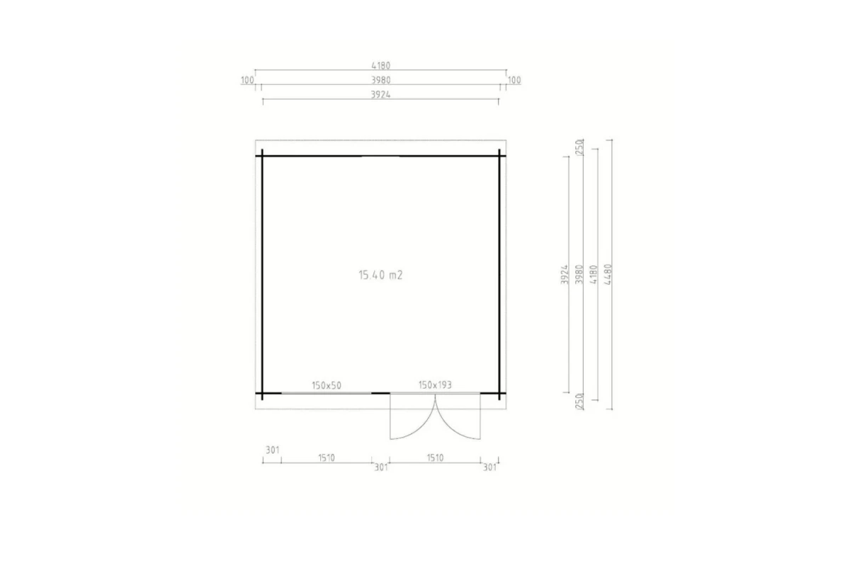Abri de jardin bois brut ALIZÉ G - Toit plat - 15,40 m² - Madriers 28 mm