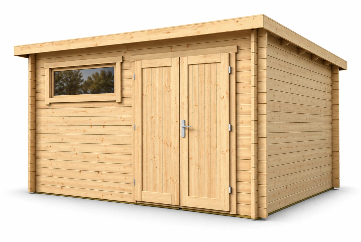 Abri de jardin bois brut ALIZÉ G - Toit plat - 15,40 m² - Madriers 28 mm