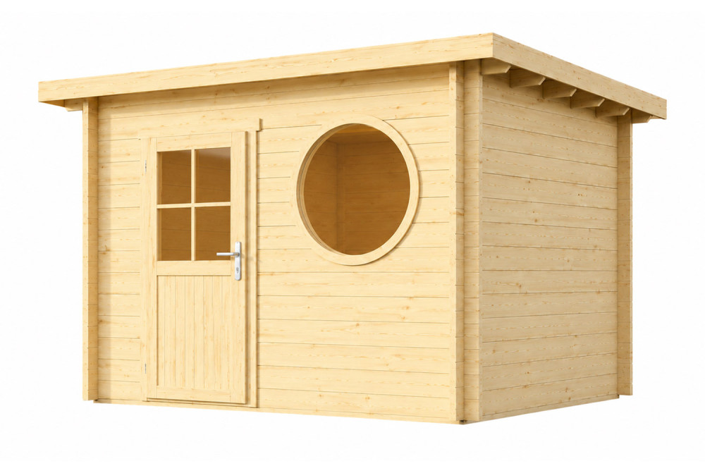 Abri de jardin bois brut HORIZON 3N - Toit plat - 7,31 m² - Madriers 28 mm