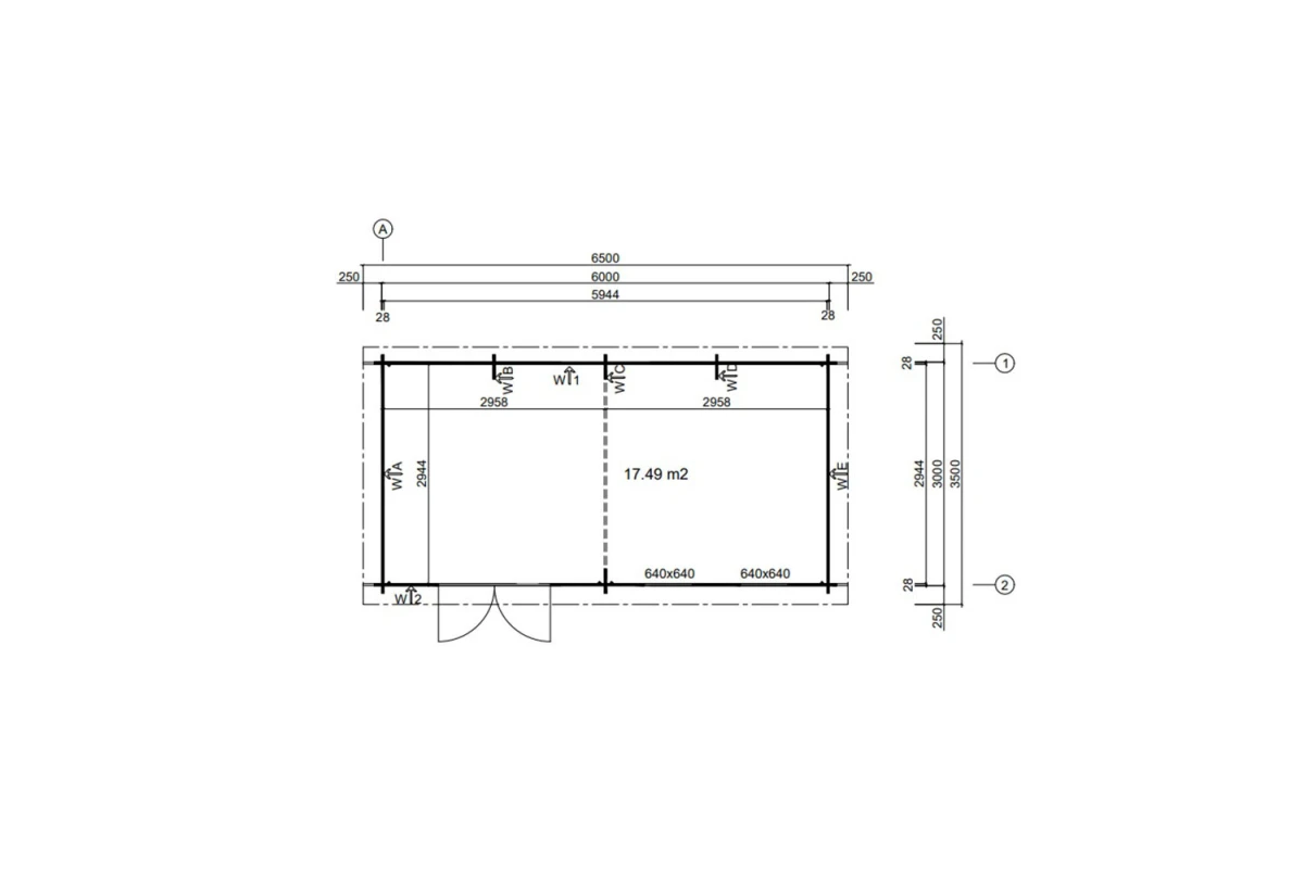 Abri de jardin bois brut HORIZON 6D - Toit plat - 17,49 m² - Madriers 28 mm