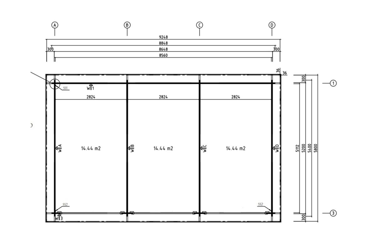 Garage bois brut TRAMONTANE - Toit monopente - 3 voitures - 43,32 m² - Madriers 44 mm