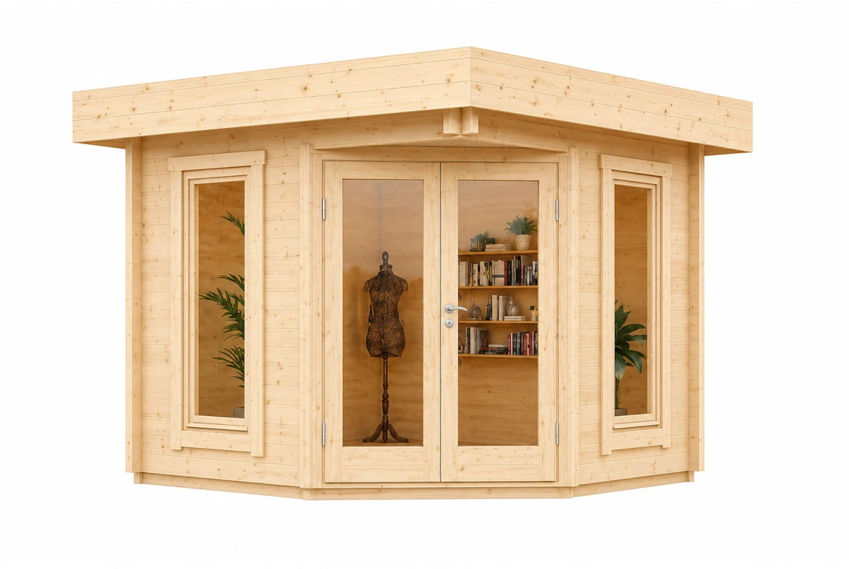 Abri de jardin bois brut NOVA A - Toit plat - 7,98 m² - Madriers 44 mm