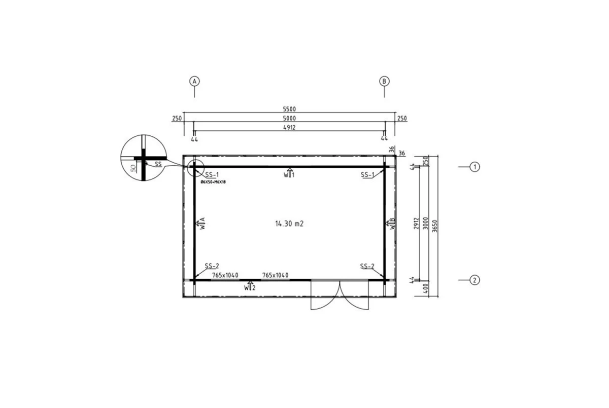 Chalet de jardin bois traité autoclave NATURA B Classique - Toit plat - 14,30 m² - Madriers 44 mm