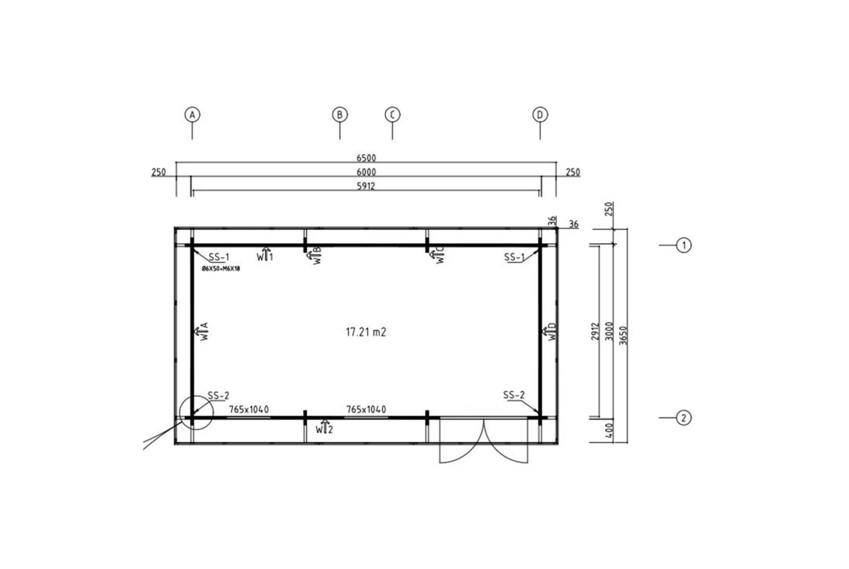 Chalet de jardin bois brut NATURA C Classique - Toit plat - 17,21 m² - Madriers 44 mm