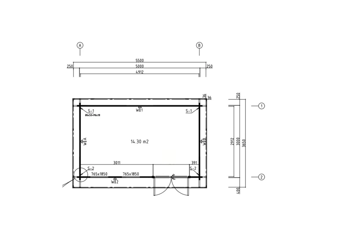 Chalet de jardin bois brut NATURA B Moderne - Toit plat - 14,30 m² - Madriers 44 mm