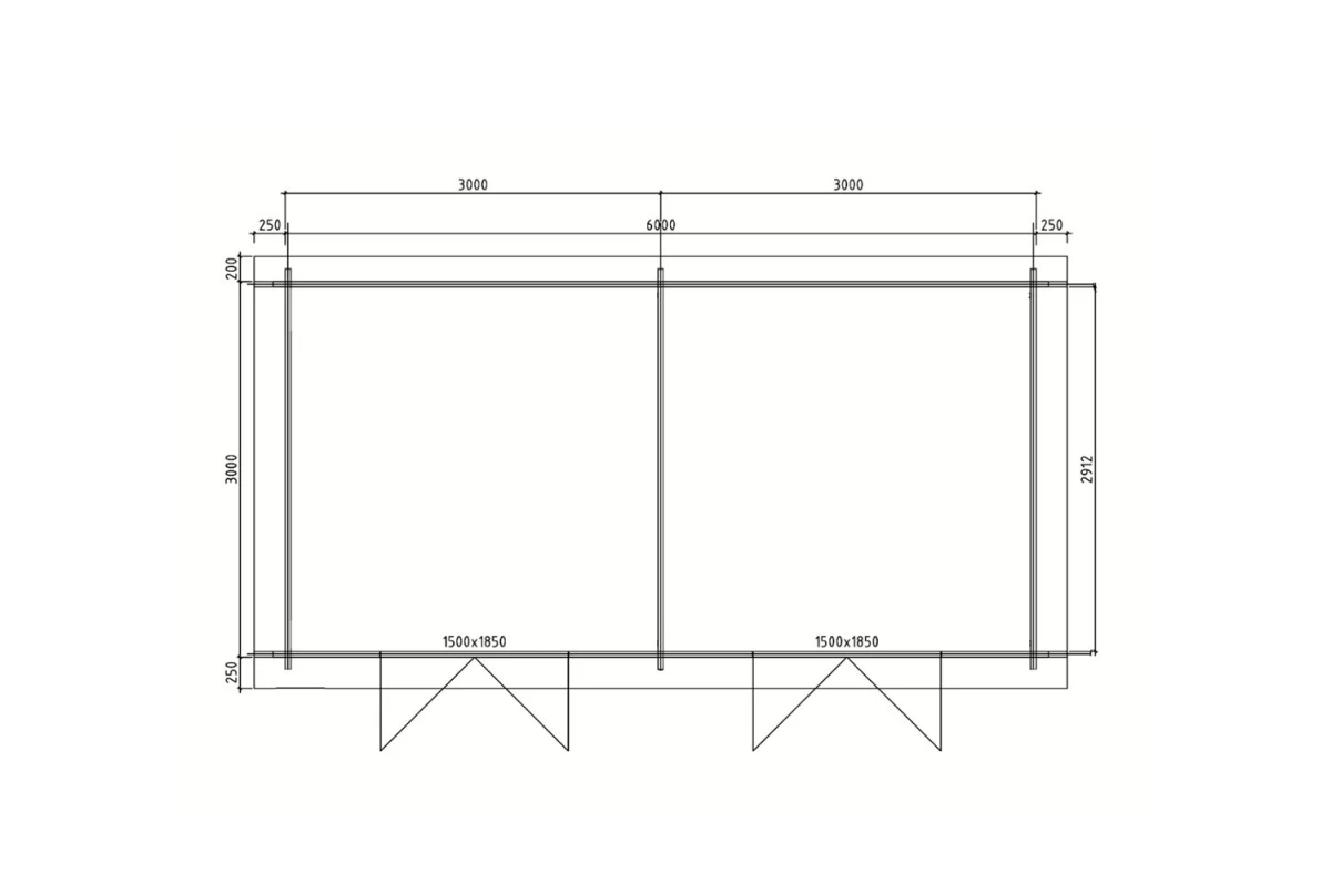 Abri de jardin bois brut HORIZON 6P - Toit plat - 2 pièces -16,94 m² - Madriers 44 mm