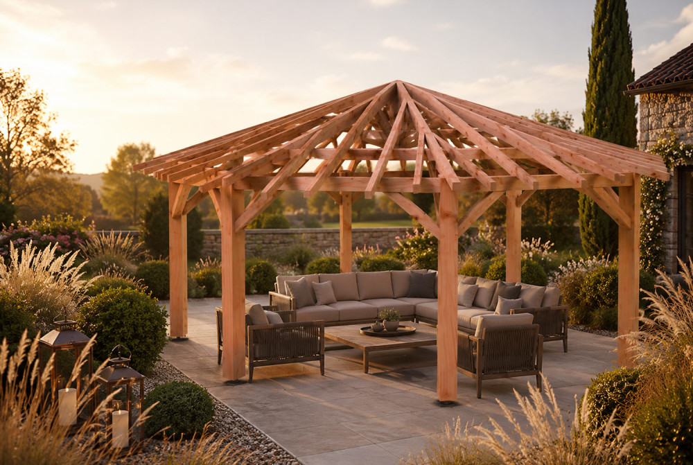 Kiosque de jardin en bois octogonal L'ÉCRIN 6,85 × 6,85 m - Douglas