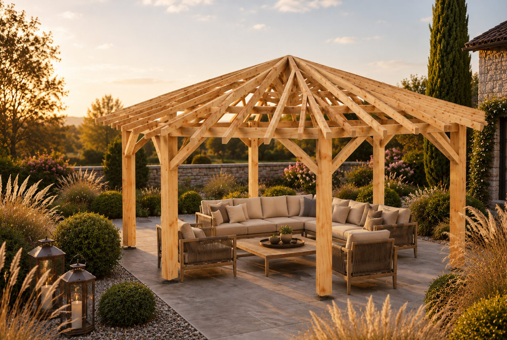 Kiosque de jardin en bois octogonal L'ÉCRIN 6,85 × 6,85 m - Épicéa classe 2