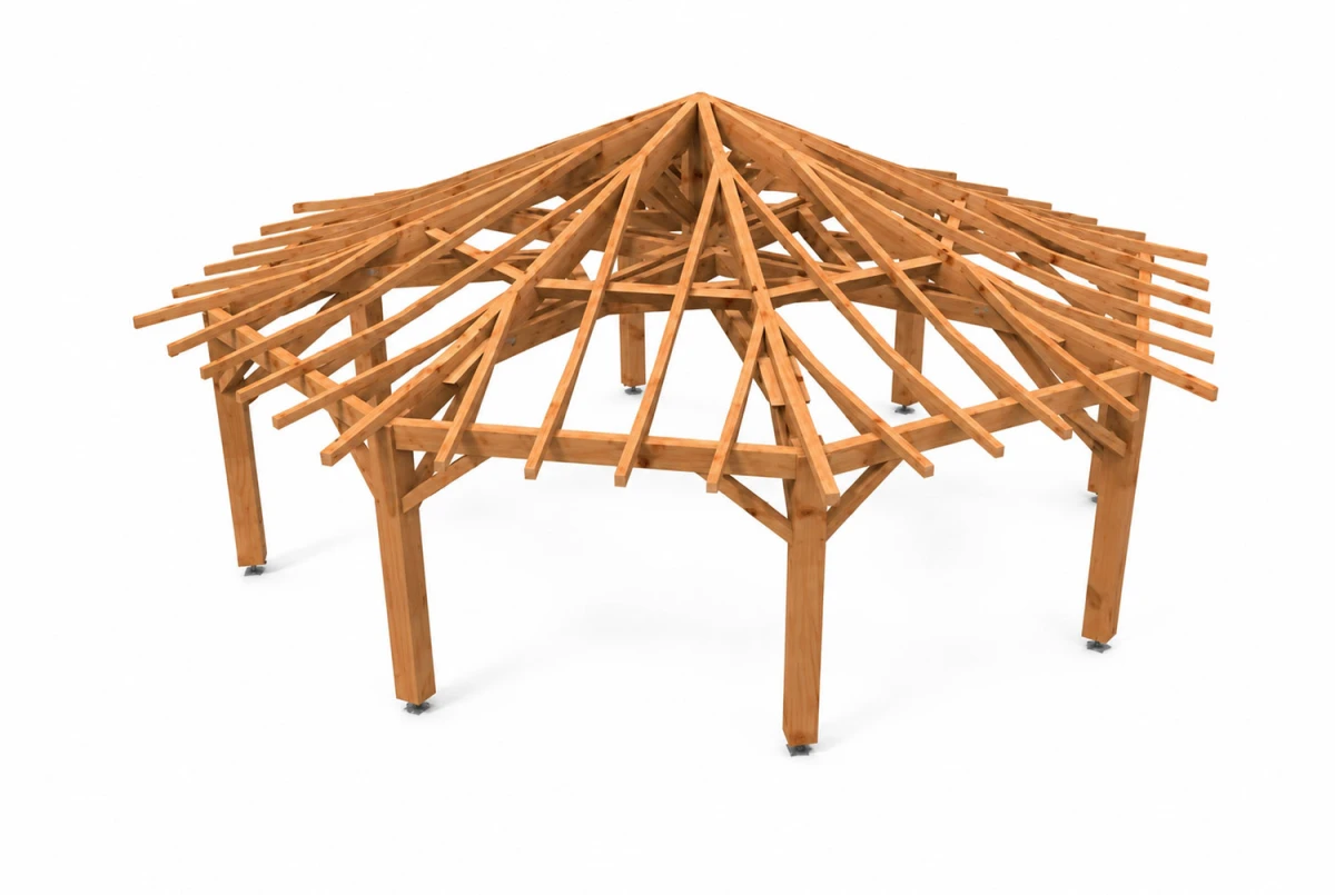 Kiosque de jardin en bois octogonal L'ÉCRIN 6,85 × 6,85 m - Épicéa autoclave classe 3