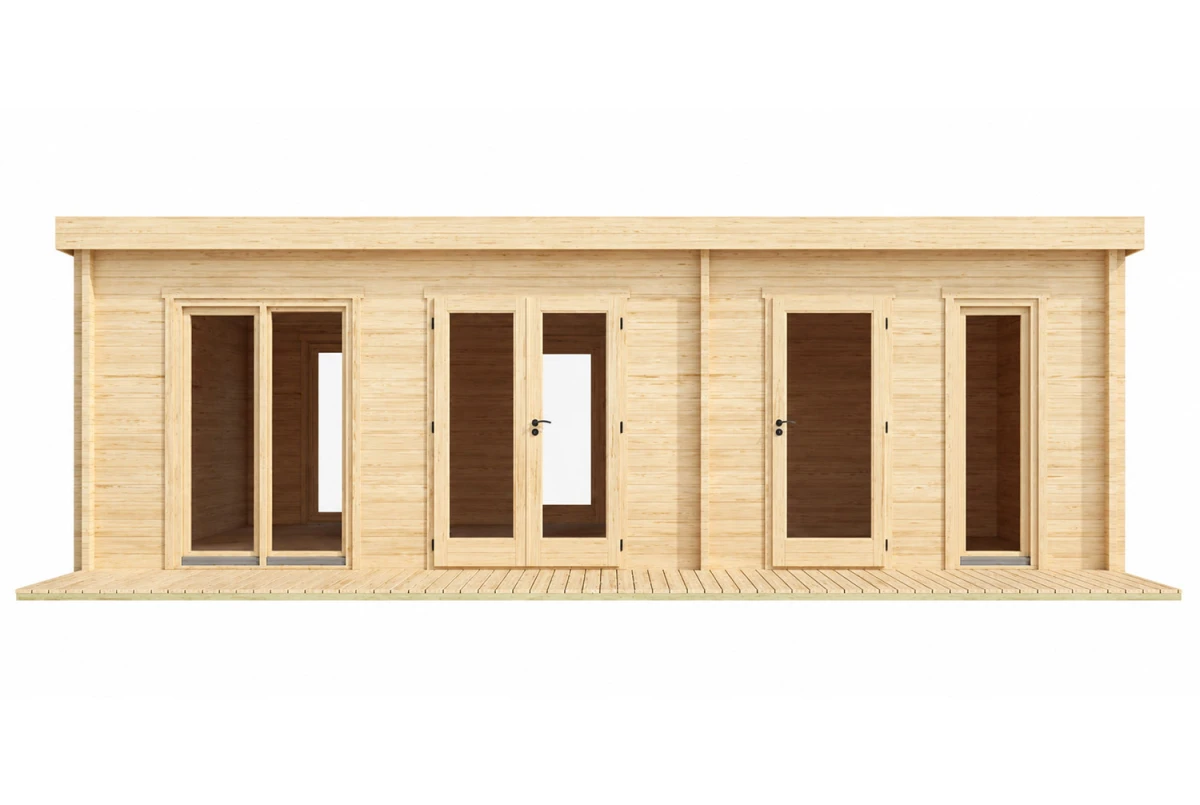 Chalet de jardin bois brut Le PATIO - Toit monopente - 3 pièces - 44,07 m² - Madriers 70 mm contrecollés