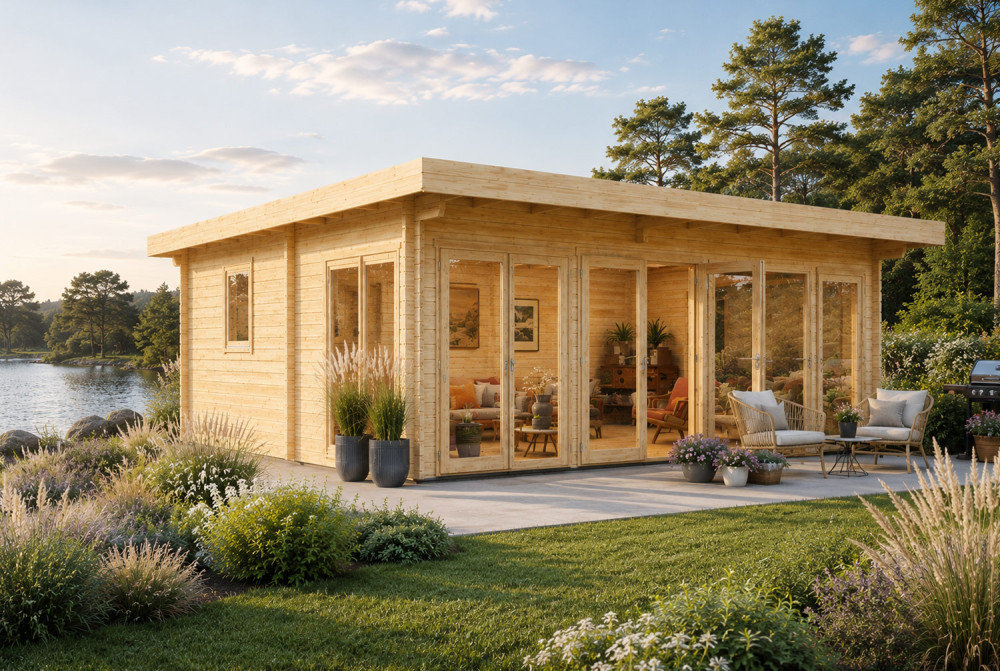 Chalet de jardin bois brut L'OBSERVATOIRE - Toit monopente - 3 pièces - 30 m² - 70 mm CC