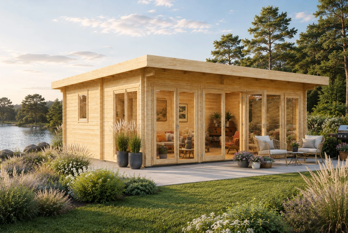 Chalet de jardin bois brut L'OBSERVATOIRE - Toit monopente - 3 pièces - 30 m² - 70 mm CC