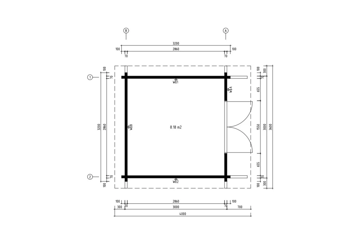 Chalet de jardin bois brut CANOPÉE 70 A - Toit monopente - 8,18 m² - Madriers 70 mm contrecollés