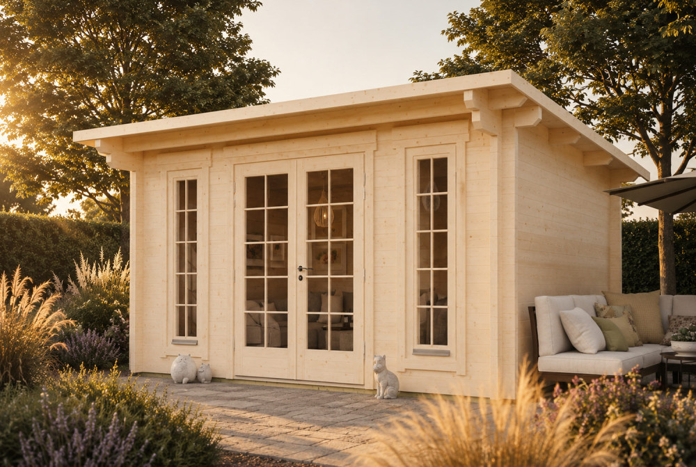 Chalet de jardin bois brut CANOPÉE 70 B - Toit monopente - 11,61 m² - Madriers 70 mm contrecollés