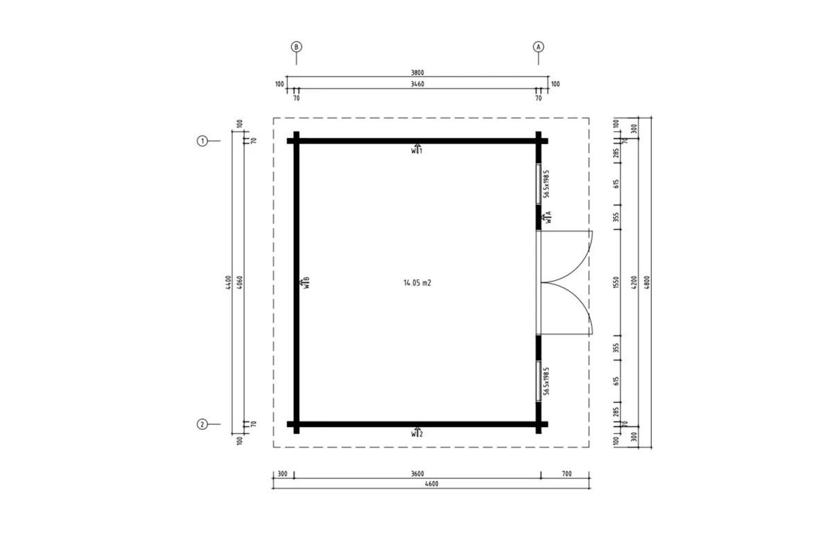 Chalet de jardin bois brut CANOPÉE 70 C - Toit monopente - 14,05 m² - Madriers 70 mm contrecollés