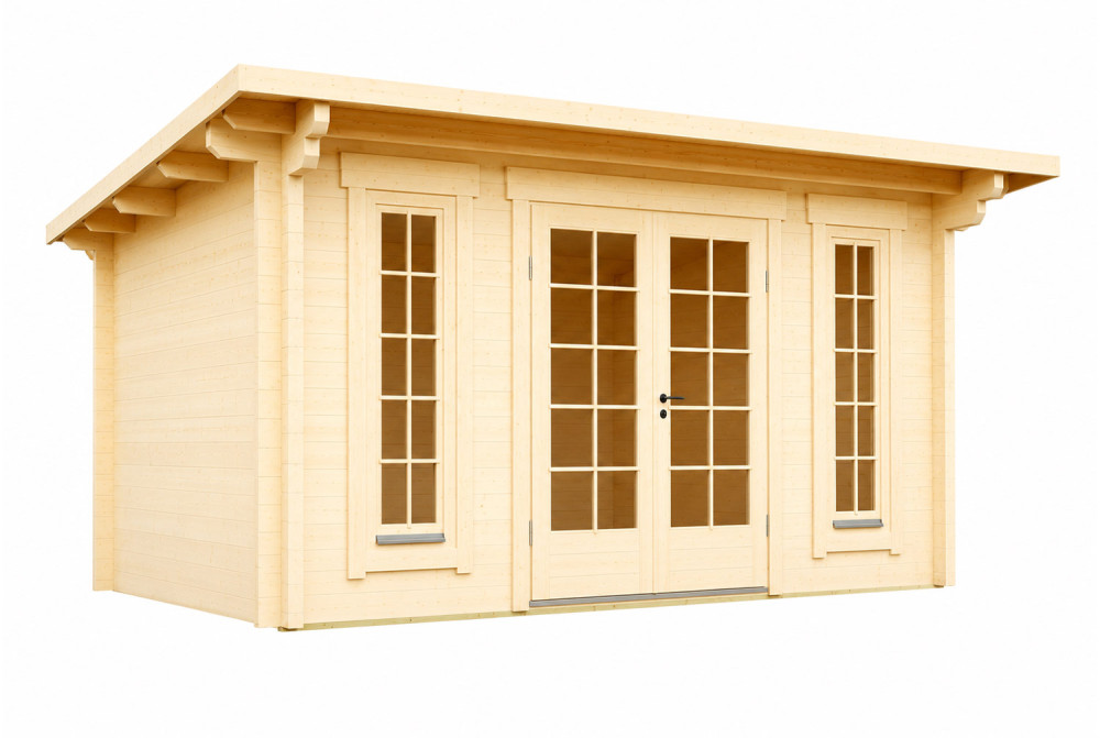Chalet de jardin bois brut CANOPÉE 70 C - Toit monopente - 14,05 m² - Madriers 70 mm contrecollés