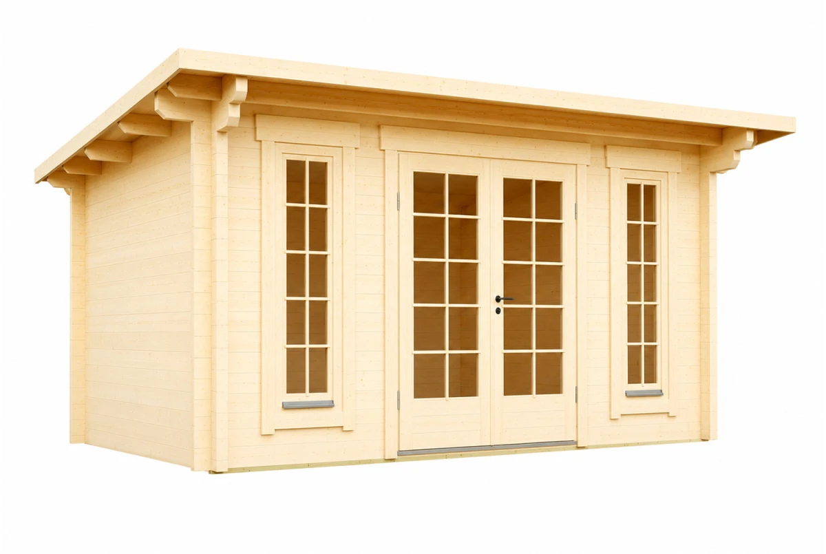 Chalet de jardin bois brut CANOPÉE 70 C - Toit monopente - 14,05 m² - Madriers 70 mm contrecollés